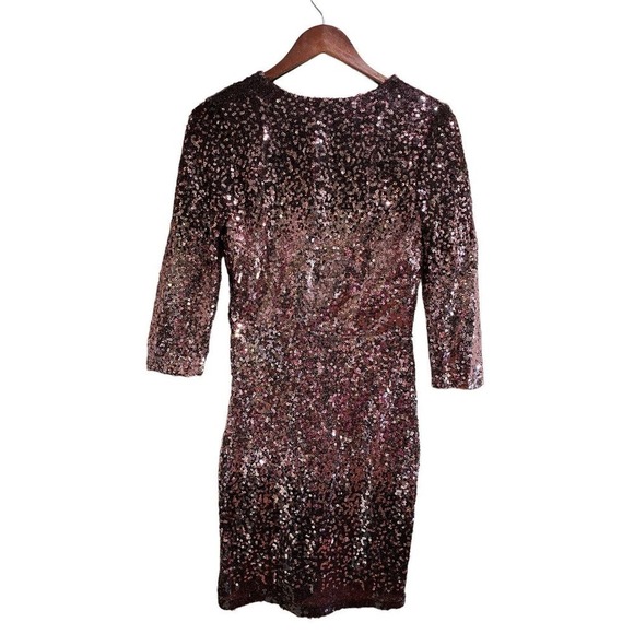 Pink ombre sequin embellished dress by Trixxie size small 3/4 sleeves Mini - Picture 2 of 3